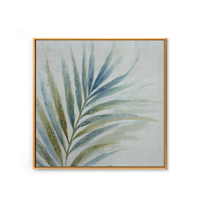 Simple Palm Frond on Off White Linen Canvas Print, Bathroom Art, Bathroom Print, Bathroom Decor, Abstract Art, Spa, BAT-1x1-95