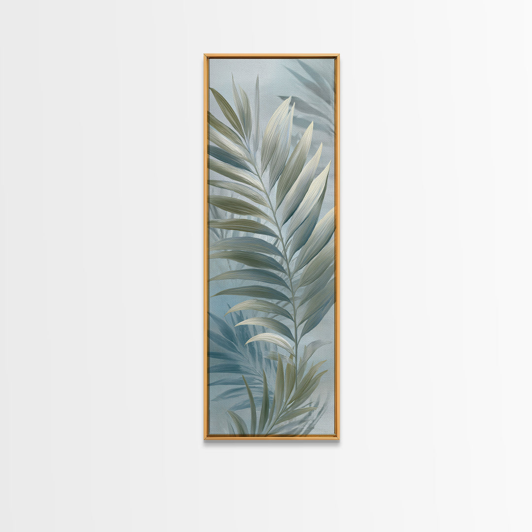 Simple Palm Frond on Off White Linen Canvas Print, Bathroom Art, Bathroom Wall Art, Bathroom Decor, Spa, Retro Wall Art, BAT-1x3-11