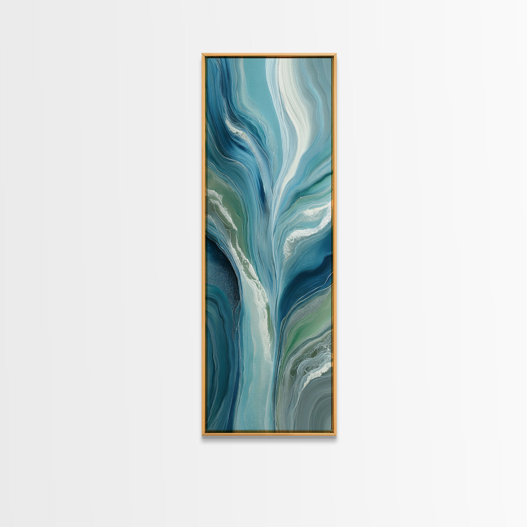 Calming Blue Ocean Wave Study Canvas Print, Bathroom Art, Halloween Art, Bathroom Decor, Oil Painting, Spa, Textured Painting, BAT-1x3-13