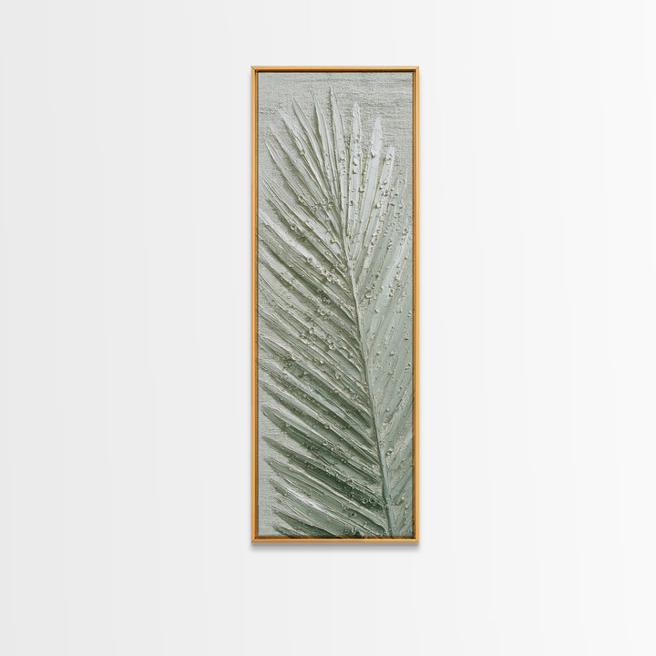 Simple Palm Frond on Off White Linen Canvas Print, Bathroom Art, Fine Art Print, Bathroom Decor, Abstract Art, Spa, Poster, BAT-1x3-35
