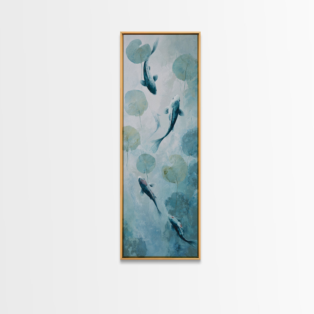 Minimal Koi Fish Swimming Through Clear Water Canvas Print, Bathroom Art, Statement Artwork, Bathroom Decor, Fine Art, Spa, BAT-1x3-44