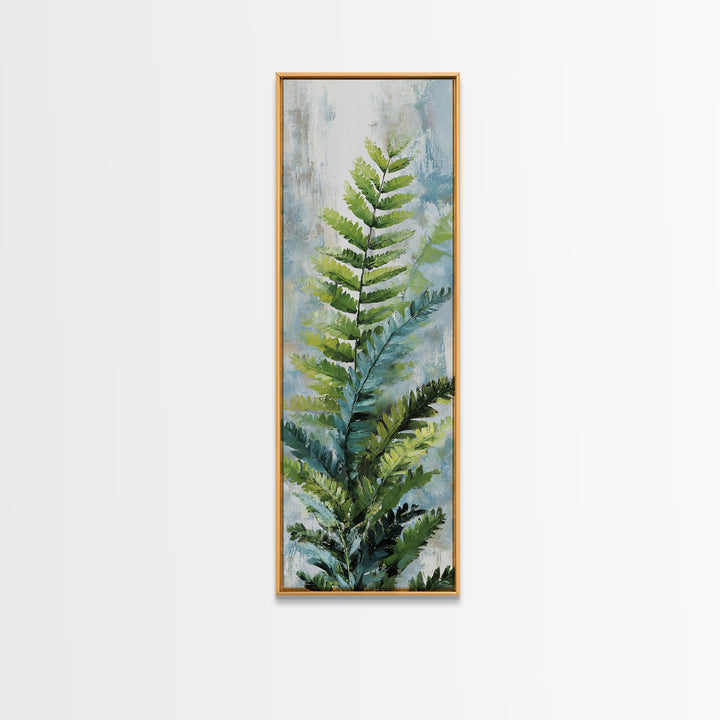 Green Fern Frond Closeup Framed Canvas Print, Bathroom Art, Modern Art, Bathroom Decor, Fine Art, Spa, Statement Artwork, BAT-1x3-46