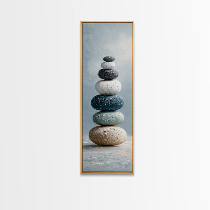 Monochrome Pebble Stack Canvas Print, Bathroom Art, Modern Wall Art, Bathroom Decor, Fine Art, Spa, Wall Decor, Neutral Decor, BAT-1x3-49