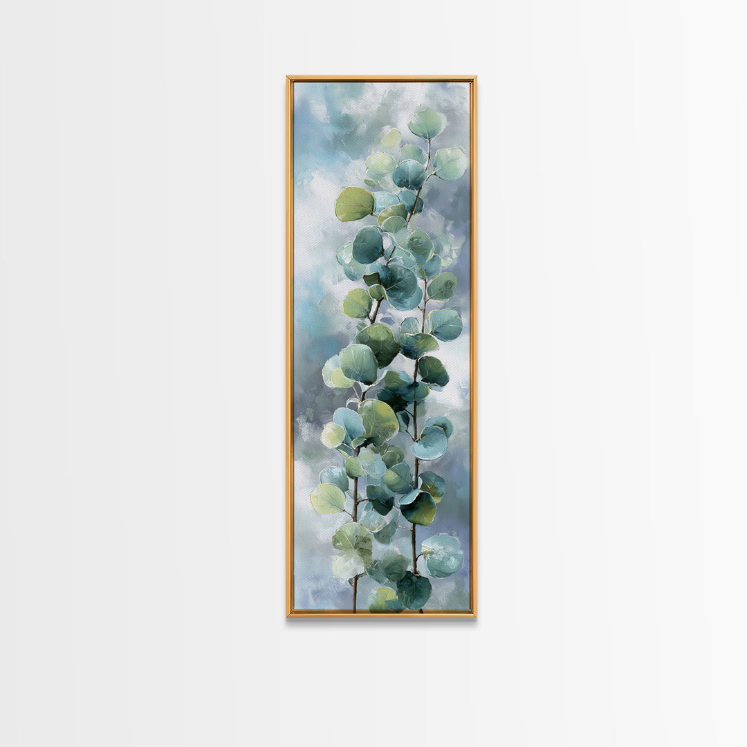 Spa Eucalyptus Branch Framed Canvas Print, Bathroom Art, Funny Bathroom Art, Bathroom Decor, Oil Painting, Spa, Art Print, BAT-1x3-62