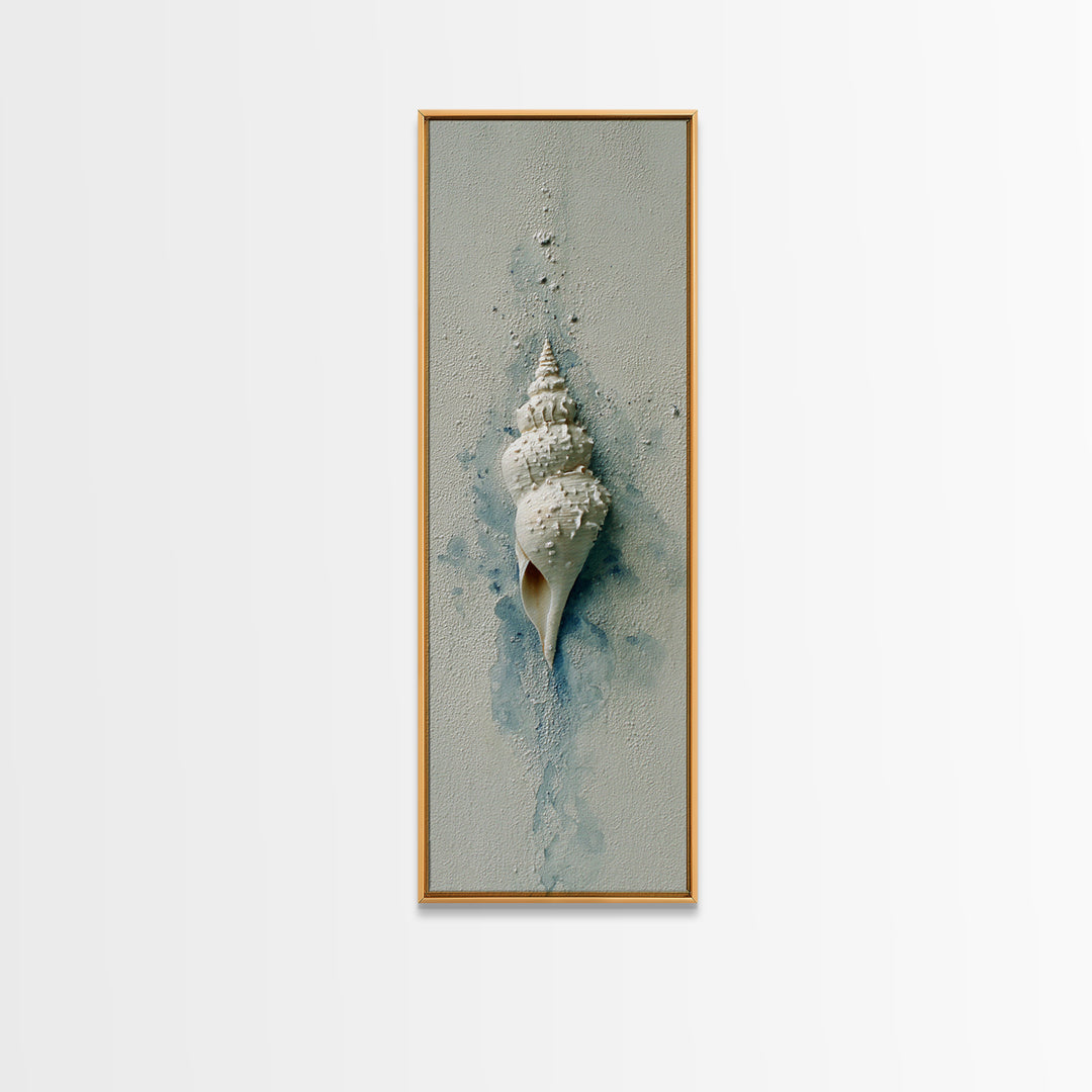 Minimal Seashell Still Life on Pale Sand Canvas Print, Bathroom Art, Custom Pet Portrait, Bathroom Decor, Oil Painting, Spa, BAT-1x3-63
