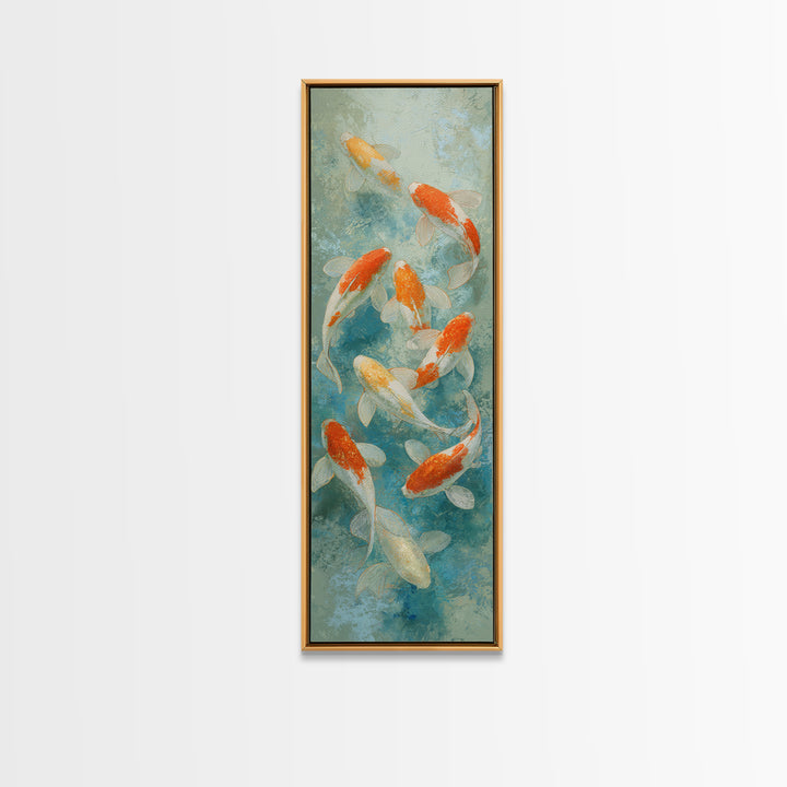 Minimal Koi Fish Swimming Through Clear Water Canvas Print, Bathroom Art, Poster, Bathroom Decor, Fine Art, Spa, Digital Print, BAT-1x3-68