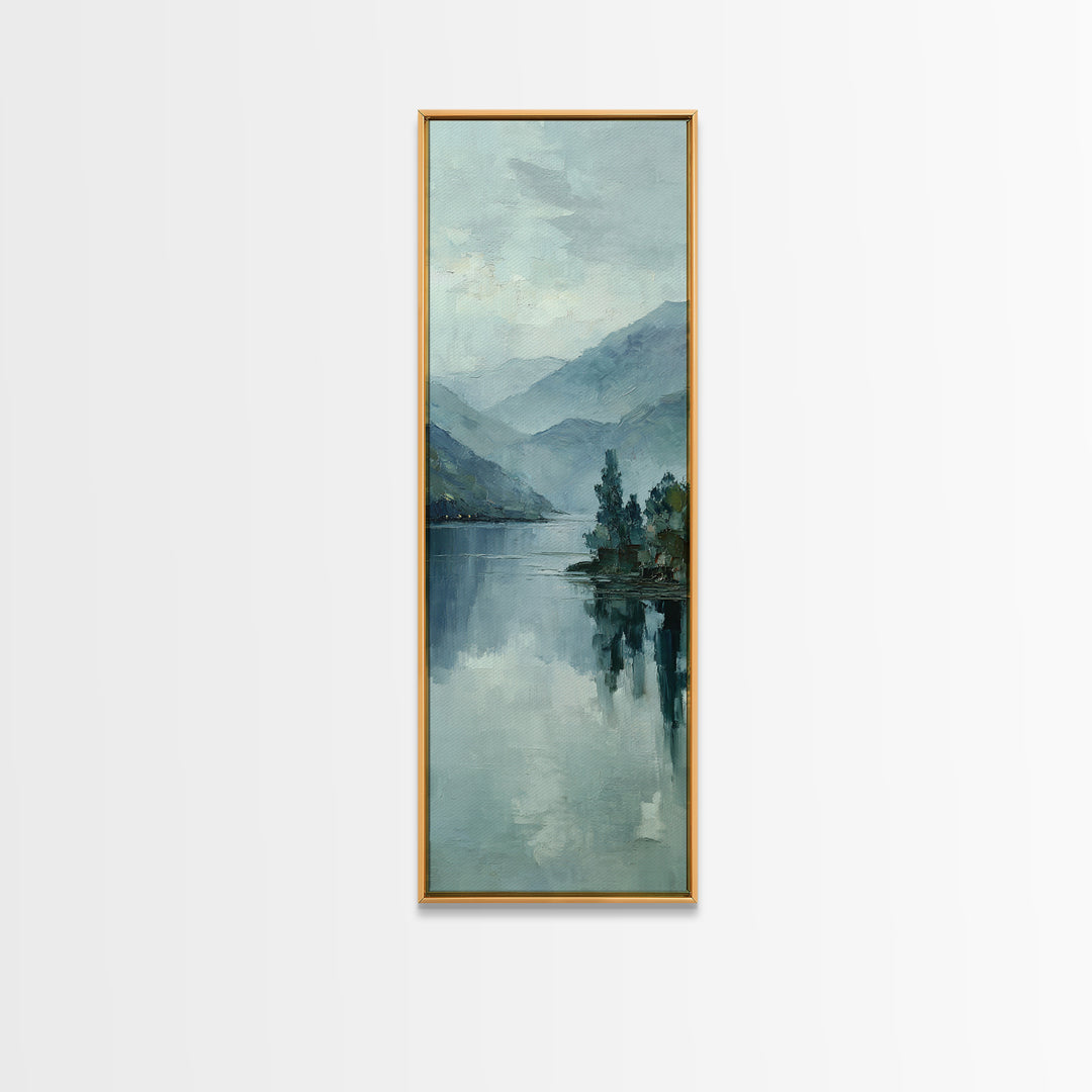 Misty Lake Scene Framed Canvas Print, Bathroom Art, Bathroom Print, Bathroom Decor, Fine Art, Spa, Minimalist Decor, BAT-1x3-69