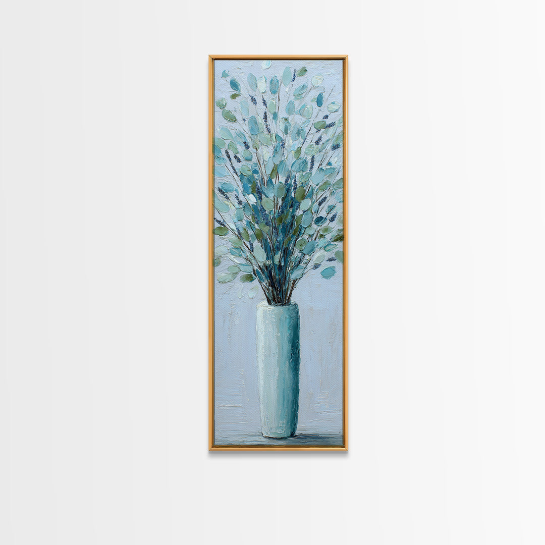 Lavender Sprigs in a Ceramic Vase Canvas Print, Bathroom Art, Digital Art, Bathroom Decor, Fine Art, Spa, Dopamine Decor, BAT-1x3-72