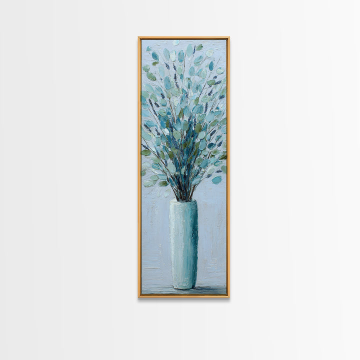 Lavender Sprigs in a Ceramic Vase Canvas Print, Bathroom Art, Digital Art, Bathroom Decor, Fine Art, Spa, Dopamine Decor, BAT-1x3-72