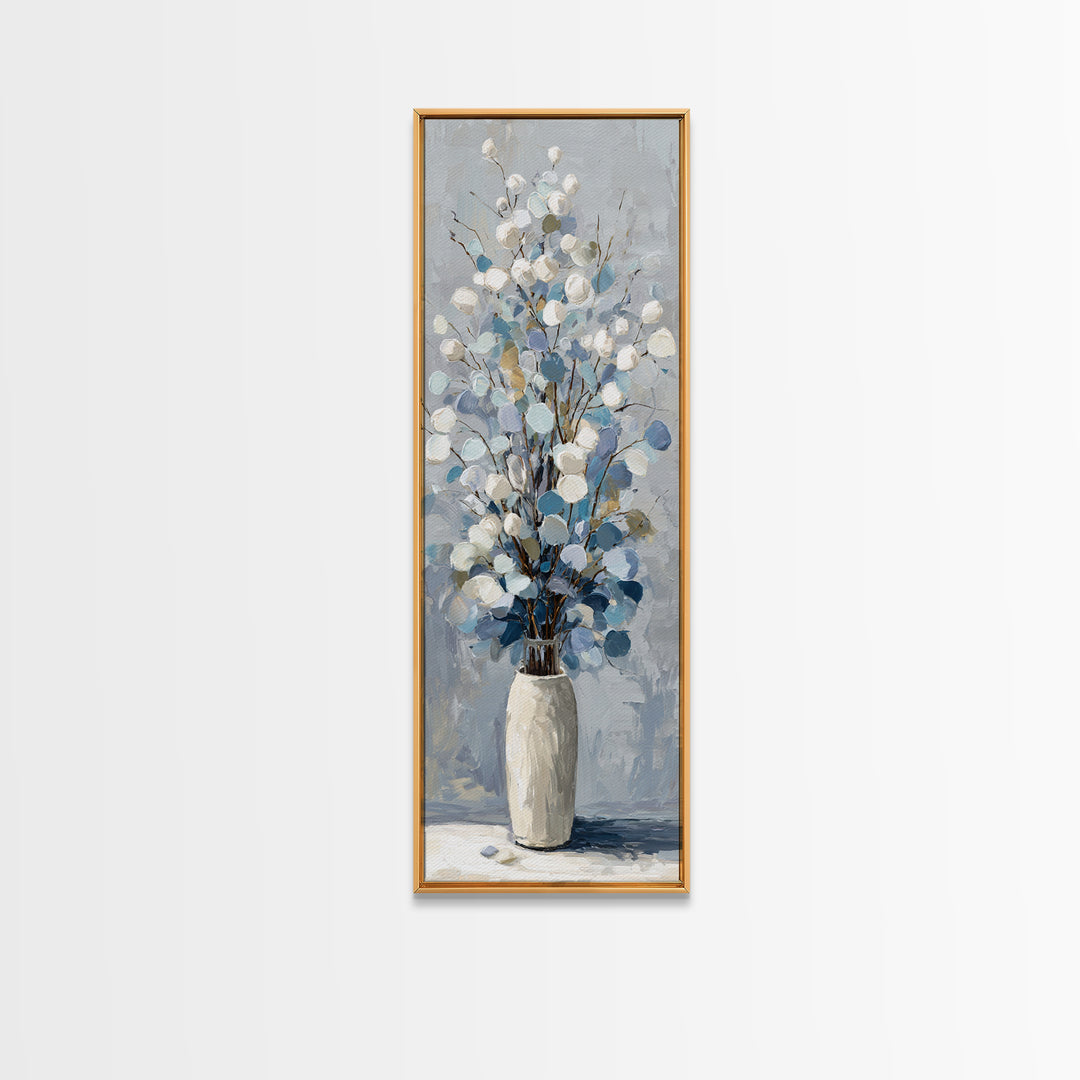 Lavender Sprigs in a Ceramic Vase Framed Canvas Print, Bathroom Art, Bathroom Wall Art, Bathroom Decor, Abstract Art, Spa, BAT-1x3-96