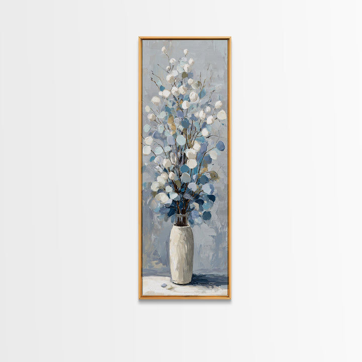 Lavender Sprigs in a Ceramic Vase Framed Canvas Print, Bathroom Art, Bathroom Wall Art, Bathroom Decor, Abstract Art, Spa, BAT-1x3-96