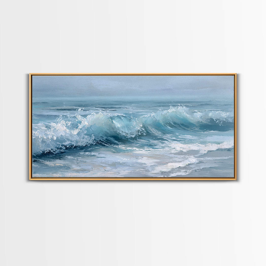 Calming Blue Ocean Wave Study Canvas Print, Bathroom Art, Luxury Decor, Bathroom Decor, Fine Art, Spa, Digital Wall Art, BAT-2x1-21