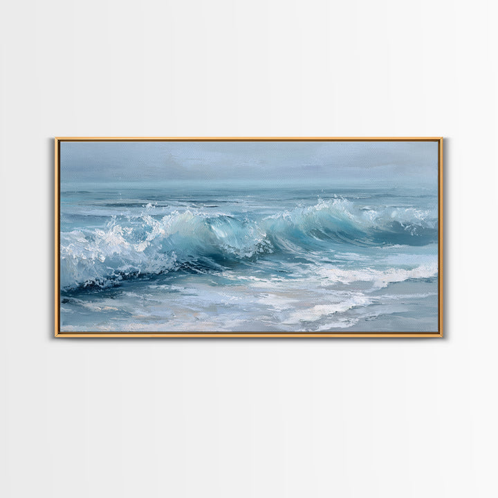 Calming Blue Ocean Wave Study Canvas Print, Bathroom Art, Luxury Decor, Bathroom Decor, Fine Art, Spa, Digital Wall Art, BAT-2x1-21