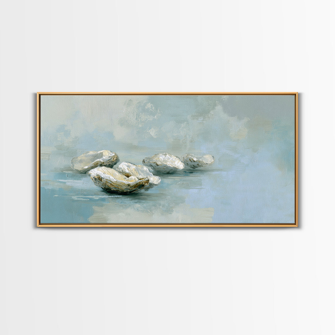 Oyster Shell Study Framed Canvas Print, Bathroom Art, Gallery Decor, Bathroom Decor, Fine Art, Spa, Minimalist Decor, BAT-2x1-42