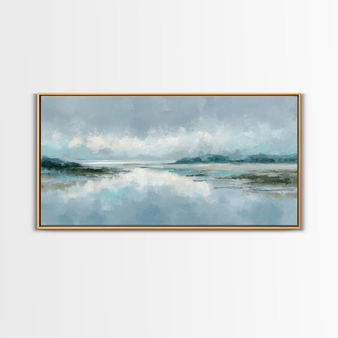 Misty Lake Scene Canvas Print, Bathroom Art, Home Decor, Bathroom Decor, Fine Art, Spa, Canvas Wall Art, Digital Print, BAT-2x1-53