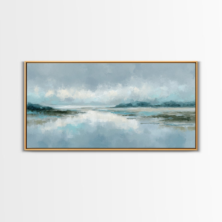 Misty Lake Scene Canvas Print, Bathroom Art, Home Decor, Bathroom Decor, Fine Art, Spa, Canvas Wall Art, Digital Print, BAT-2x1-53