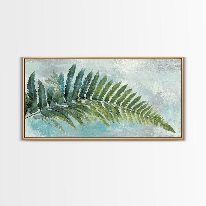 Green Fern Frond Closeup Framed Canvas Print, Bathroom Art, Modern Decor, Bathroom Decor, Fine Art, Spa, Home Decor, Poster, BAT-2x1-6