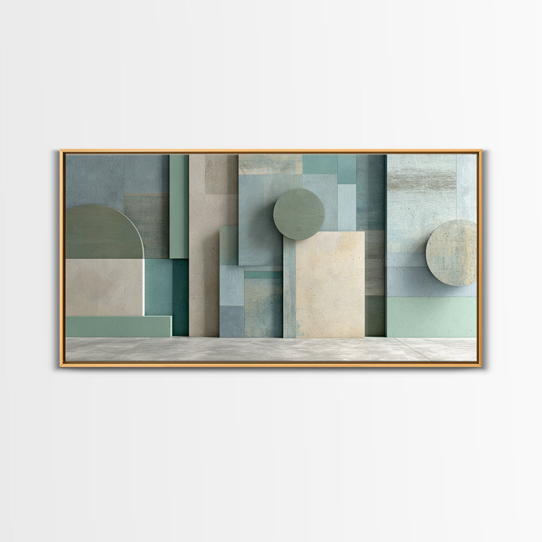 Clean Geometric Forms Framed Canvas Print, Bathroom Art, Minimalist Decor, Bathroom Decor, Fine Art, Spa, Wall Hanging, BAT-2x1-65
