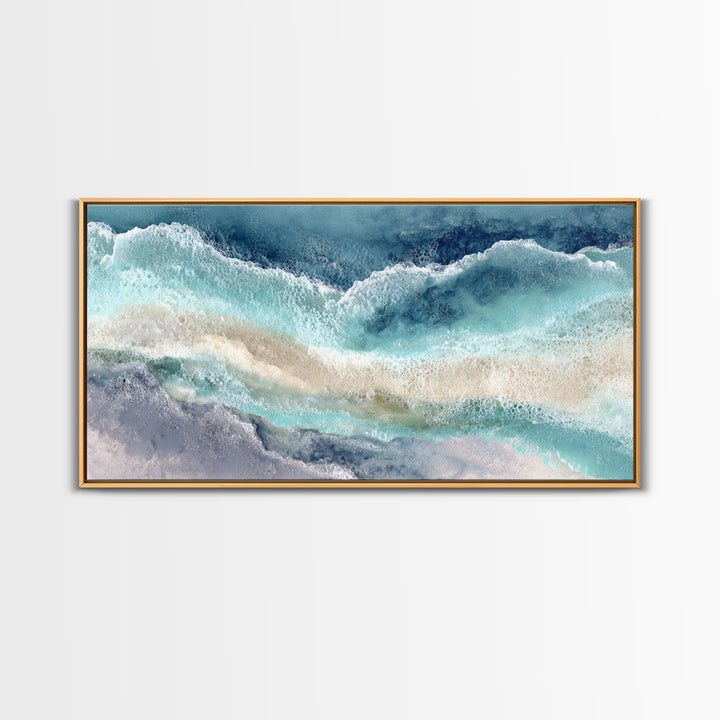 Calming Blue Ocean Wave Study Canvas Print, Bathroom Art, Printable Wall Art, Bathroom Decor, Spa, Bathroom Wall Decor, BAT-2x1-69