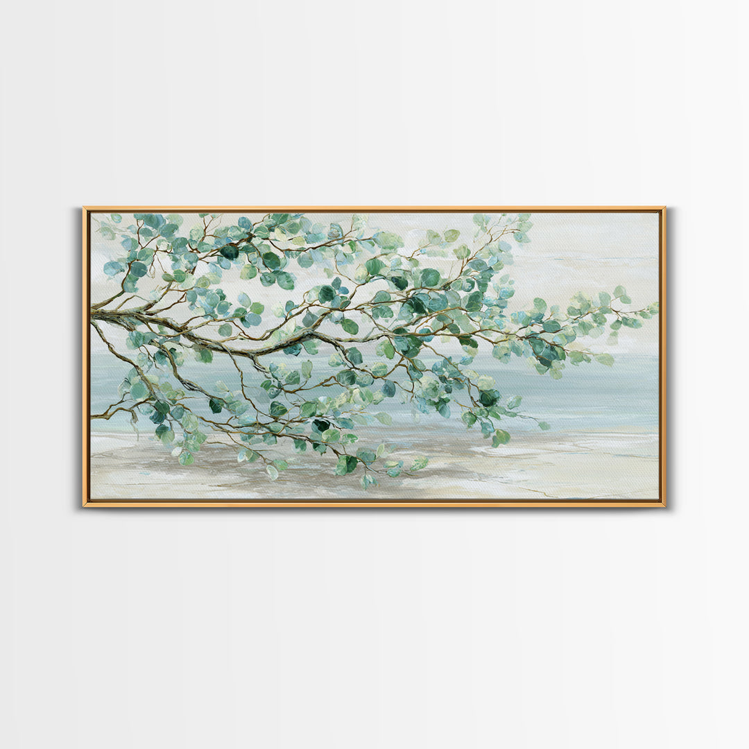 Spa Eucalyptus Branch Canvas Print, Bathroom Art, Minimalist Decor, Bathroom Decor, Oil Painting, Spa, Wall Hanging, BAT-2x1-70