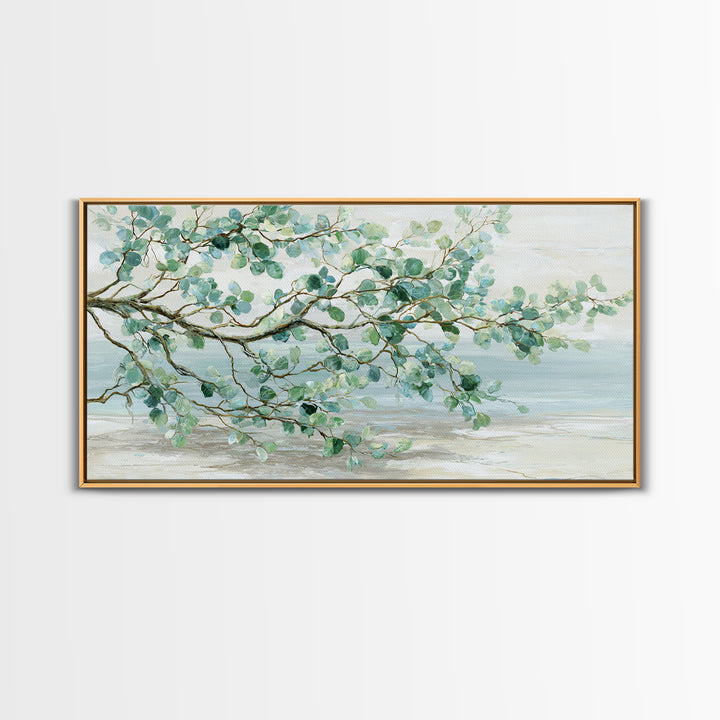 Spa Eucalyptus Branch Canvas Print, Bathroom Art, Minimalist Decor, Bathroom Decor, Oil Painting, Spa, Wall Hanging, BAT-2x1-70