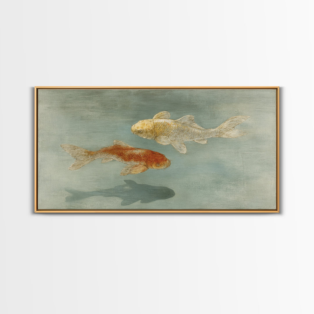 Minimal Koi Fish Swimming Through Clear Water Canvas Print, Bathroom Art, Digital Print, Bathroom Decor, Fine Art, Spa, BAT-2x1-76