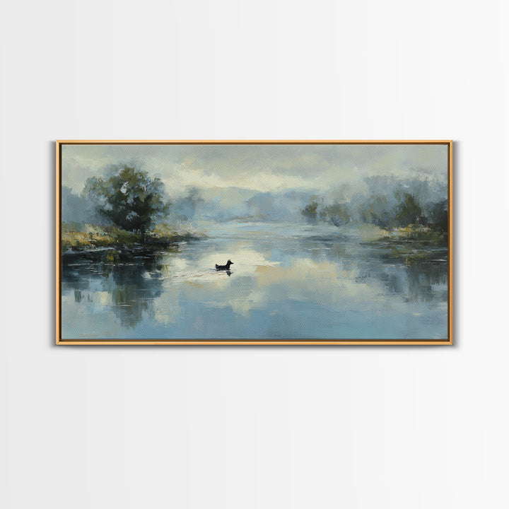 Misty Lake Scene Canvas Print, Bathroom Art, Home Decor, Bathroom Decor, Fine Art, Spa, Canvas Wall Art, Digital Print, BAT-2x1-77