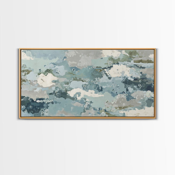 Soft Cloud and Rain Composition Framed Canvas Print, Bathroom Art, Unique Wall Art, Bathroom Decor, Spa, Gallery Decor, BAT-2x1-87