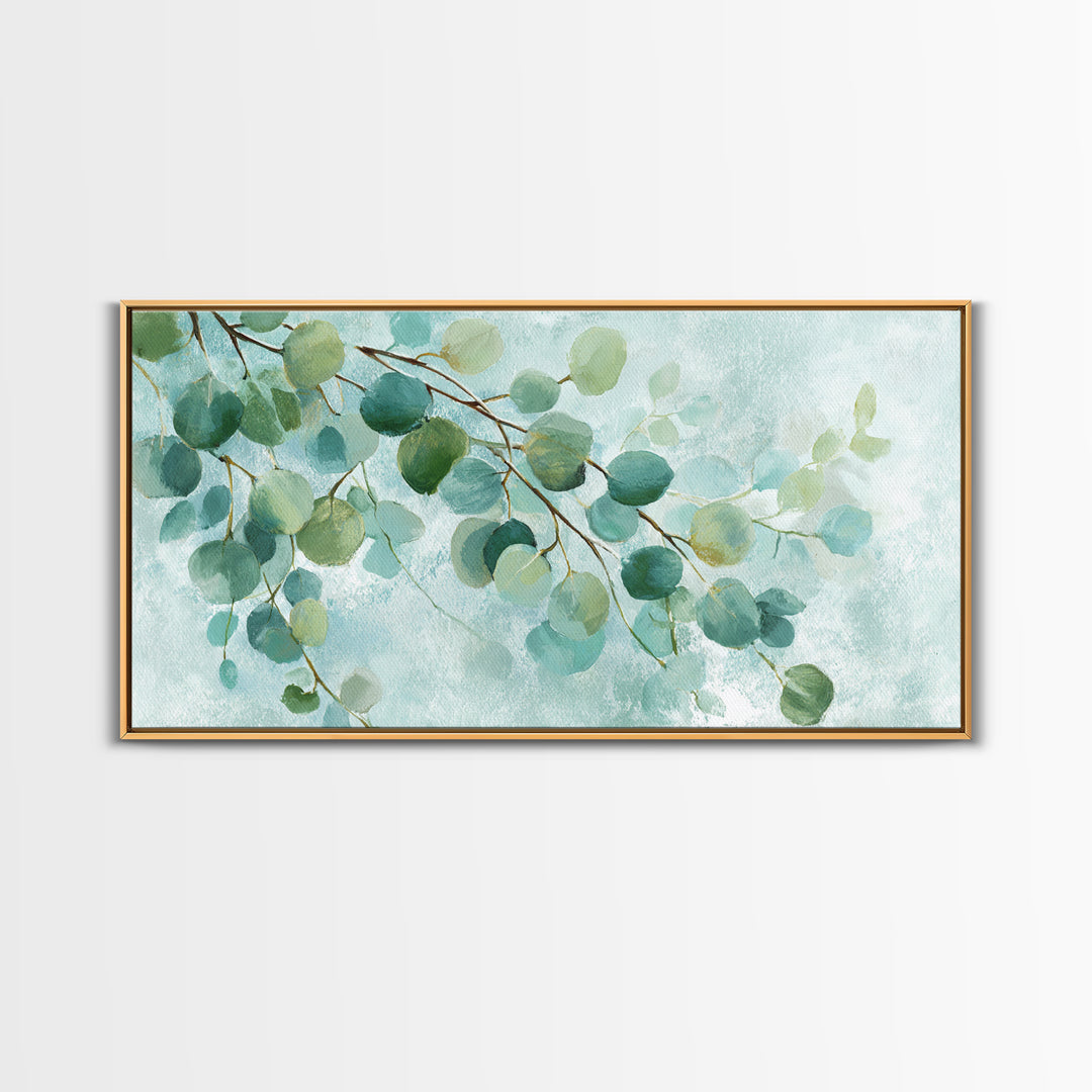 Spa Eucalyptus Branch Canvas Print, Bathroom Art, Minimalist Decor, Bathroom Decor, Oil Painting, Spa, Wall Hanging, BAT-2x1-94