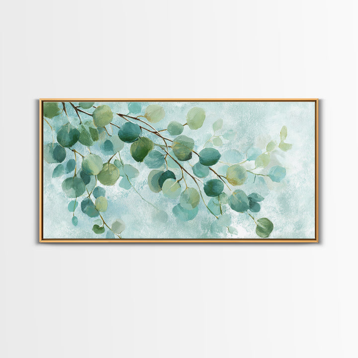 Spa Eucalyptus Branch Canvas Print, Bathroom Art, Minimalist Decor, Bathroom Decor, Oil Painting, Spa, Wall Hanging, BAT-2x1-94