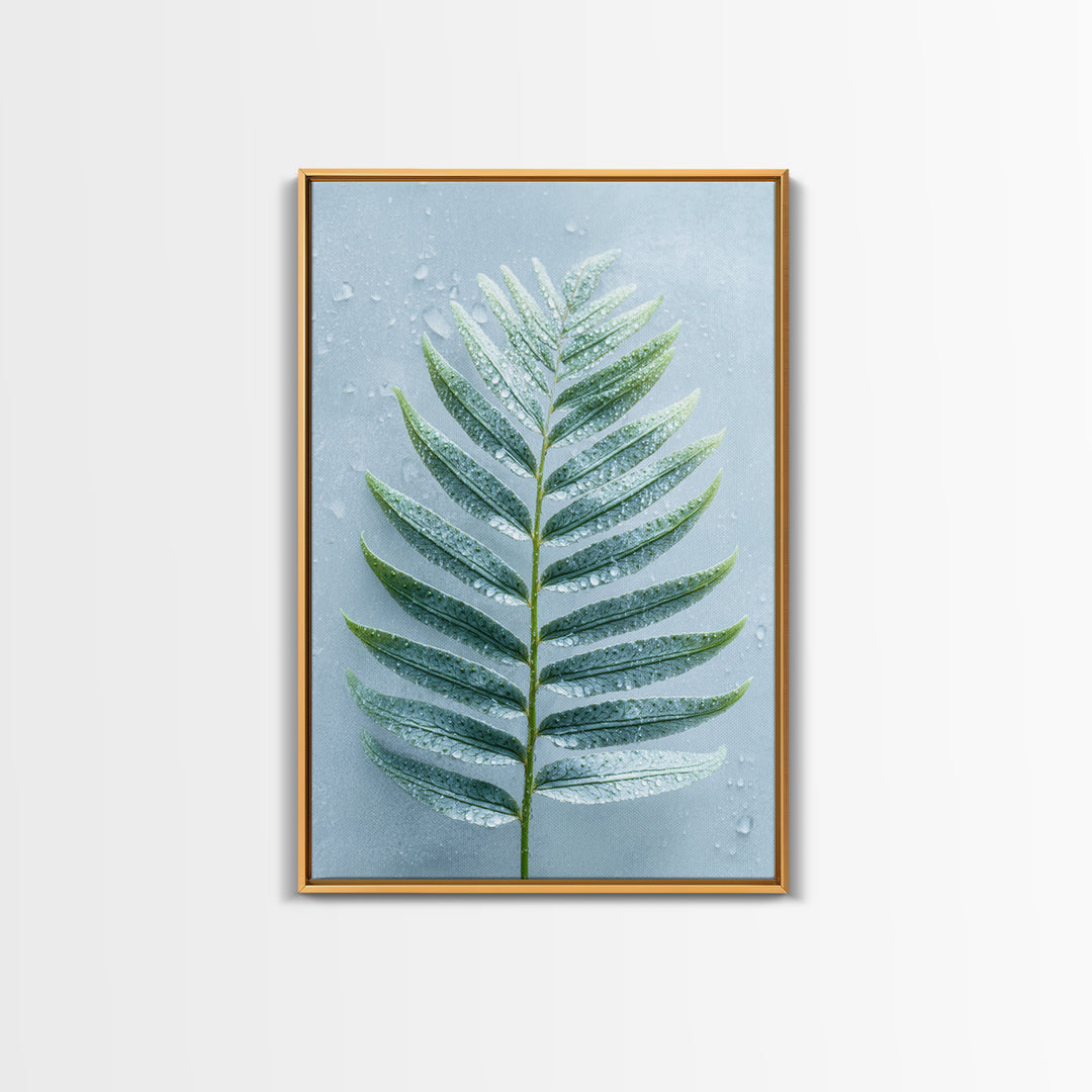 Green Fern Frond Closeup Framed Canvas Print, Bathroom Art, Fine Art Print, Bathroom Decor, Watercolor Art, Spa, Poster, BAT-2x3-18