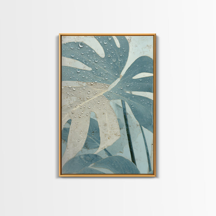 Tropical Leaf Silhouette Framed Canvas Print, Bathroom Art, Statement Artwork, Bathroom Decor, Fine Art, Spa, Digital Art, BAT-2x3-22