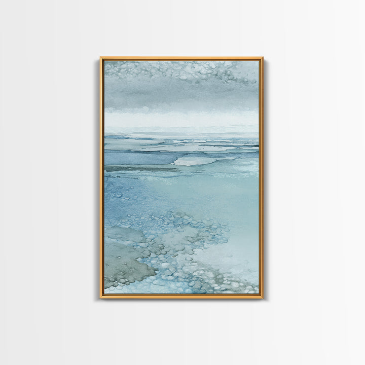 Misty Lake Scene Framed Canvas Print, Bathroom Art, Textured Painting, Bathroom Decor, Fine Art, Spa, Bathroom Wall Art, BAT-2x3-41