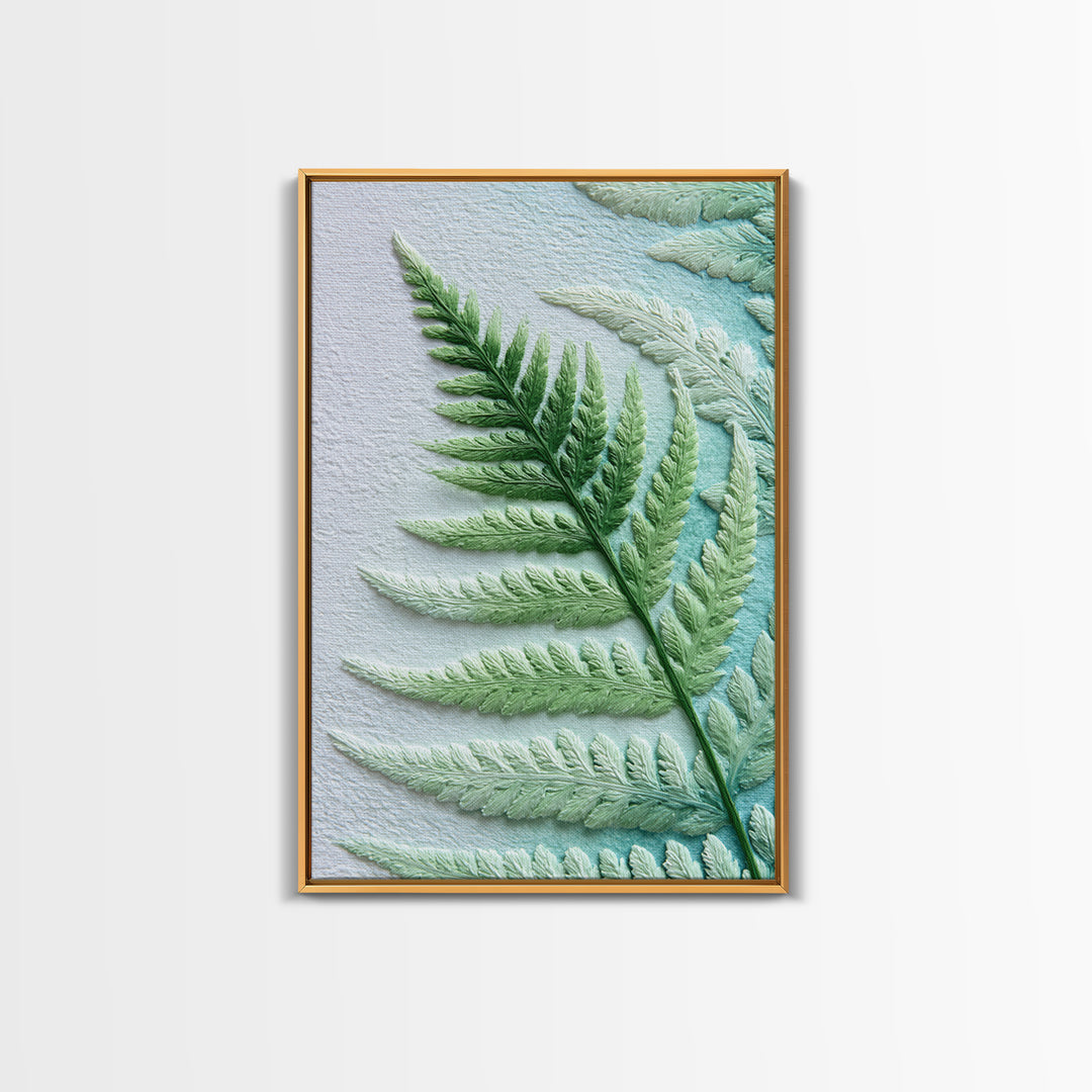 Green Fern Frond Closeup Framed Canvas Print, Bathroom Art, Fine Art Print, Bathroom Decor, Watercolor Art, Spa, Poster, BAT-2x3-42