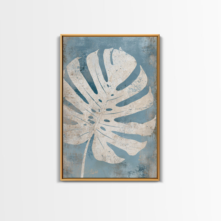 Tropical Leaf Silhouette Framed Canvas Print, Bathroom Art, Statement Artwork, Bathroom Decor, Fine Art, Spa, Digital Art, BAT-2x3-46