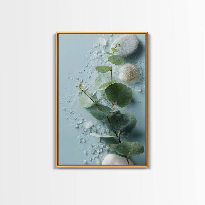 Spa Eucalyptus Branch Canvas Print, Bathroom Art, Contemporary Art, Bathroom Decor, Spa, Framed Wall Art, Dog Portrait, BAT-2x3-58