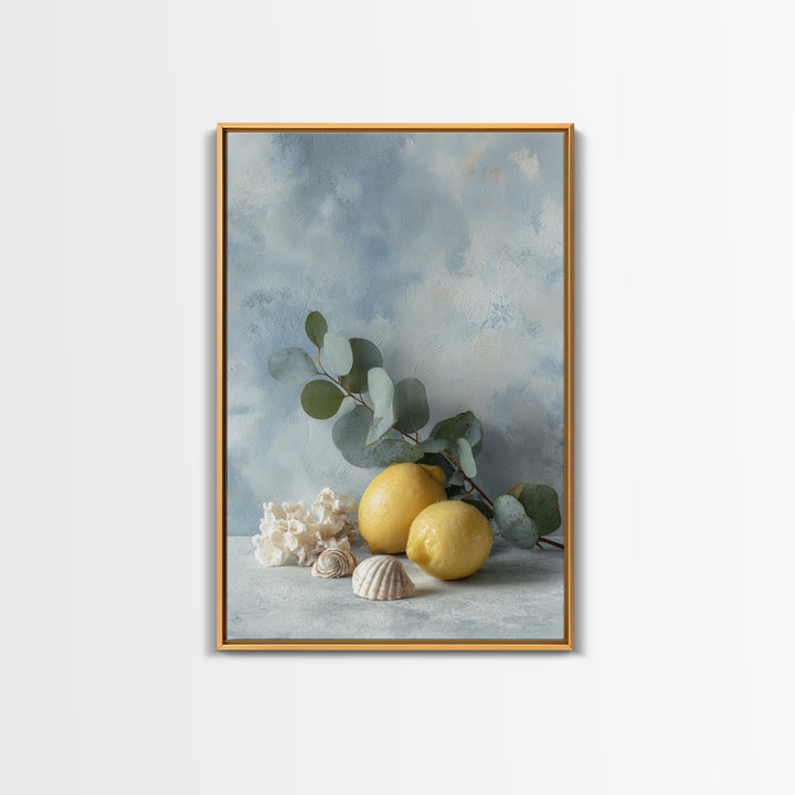 Lemon and Botanical Still Life Canvas Print, Bathroom Art, Wall Art, Bathroom Decor, Spa, Dog Portrait, Canvas Wall Art, BAT-2x3-62