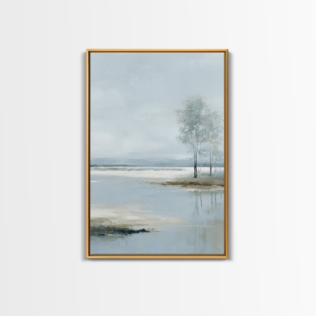 Misty Lake Scene Canvas Print, Bathroom Art, Poster, Bathroom Decor, Oil Painting, Spa, Digital Print, Dopamine Decor, BAT-2x3-65