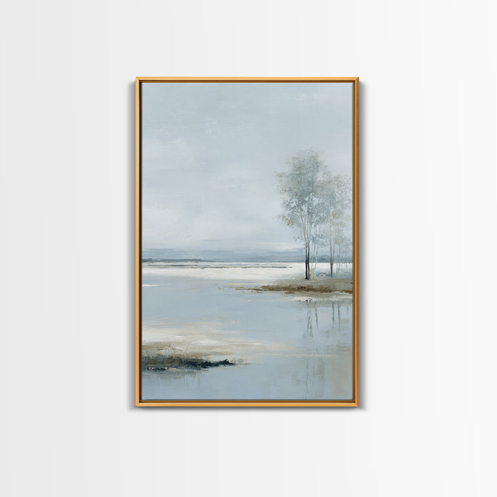 Misty Lake Scene Canvas Print, Bathroom Art, Poster, Bathroom Decor, Oil Painting, Spa, Digital Print, Dopamine Decor, BAT-2x3-65