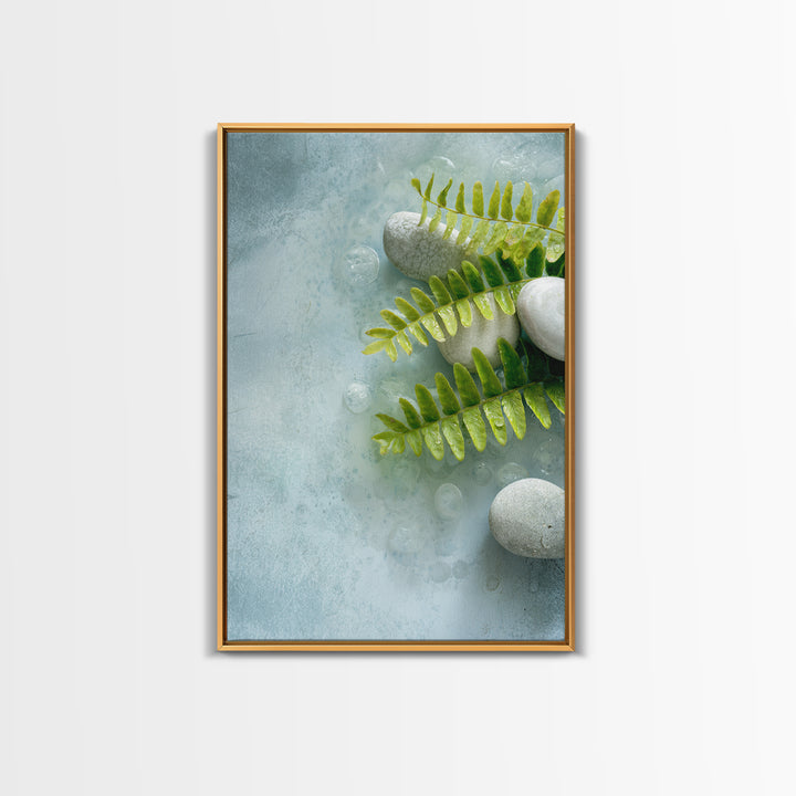 Green Fern Frond Closeup Canvas Print, Bathroom Art, Room Decor, Bathroom Decor, Oil Painting, Spa, Custom Pet Portrait, BAT-2x3-66