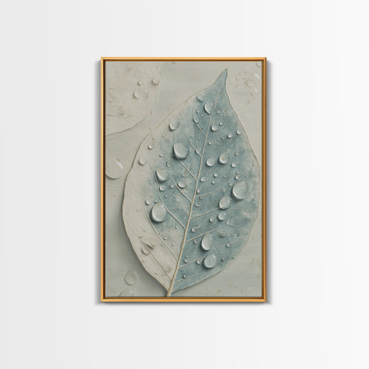 Tropical Leaf Silhouette Canvas Print, Bathroom Art, Textured Painting, Bathroom Decor, Oil Painting, Spa, Bathroom Wall Art, BAT-2x3-70