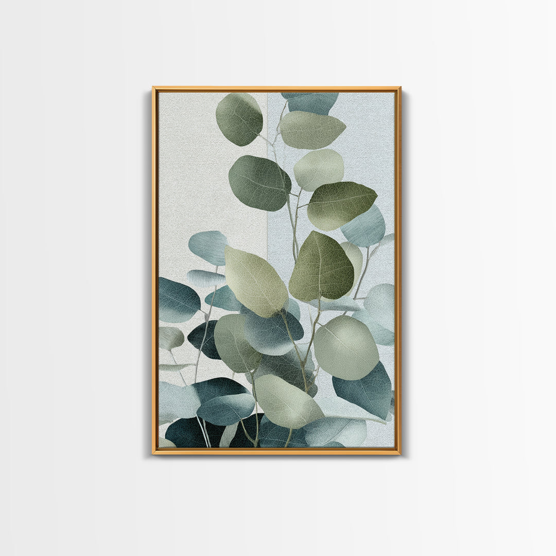 Spa Eucalyptus Branch Canvas Print, Bathroom Art, Contemporary Art, Bathroom Decor, Spa, Framed Wall Art, Dog Portrait, BAT-2x3-82