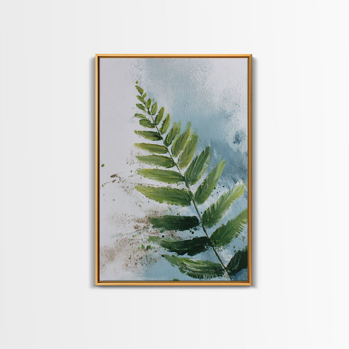 Green Fern Frond Closeup Framed Canvas Print, Bathroom Art, Home Decor, Bathroom Decor, Fine Art, Spa, Canvas Wall Art, BAT-2x3-90