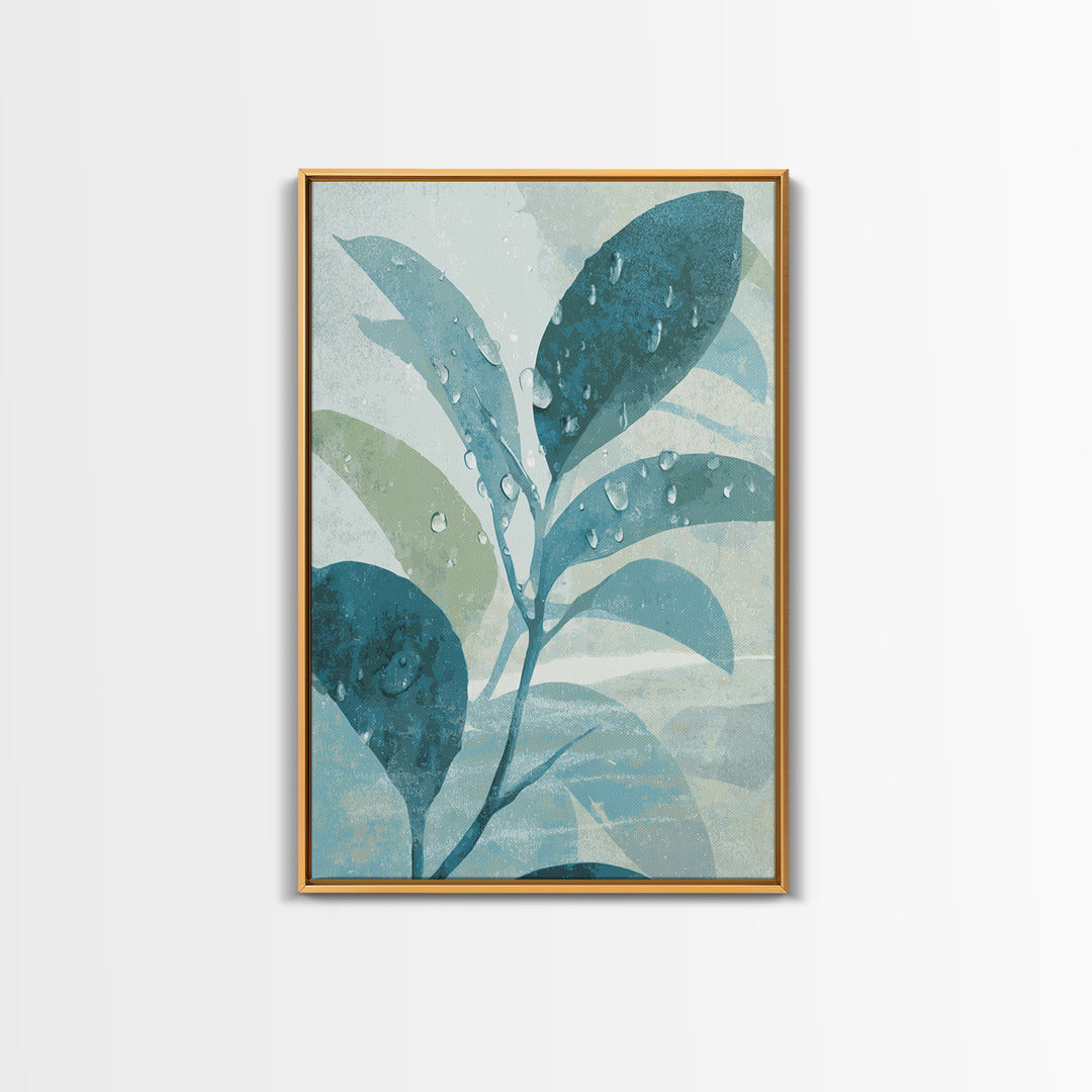 Tropical Leaf Silhouette Framed Canvas Print, Bathroom Art, Poster, Bathroom Decor, Watercolor Art, Spa, Digital Print, BAT-2x3-94