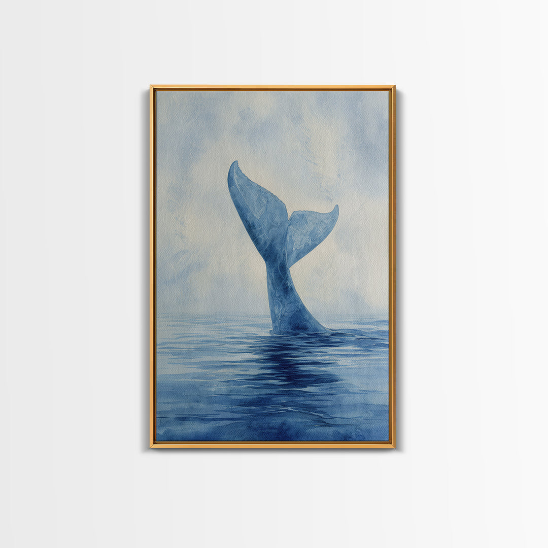 Watercolor Whale Tail Canvas Print, Bathroom Art, Digital Wall Art, Bathroom Decor, Spa, Unique Wall Art, Modern Wall Art, BAT-2x3-95