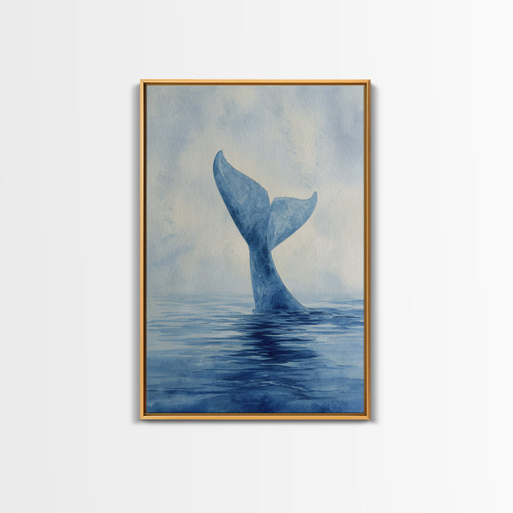 Watercolor Whale Tail Canvas Print, Bathroom Art, Digital Wall Art, Bathroom Decor, Spa, Unique Wall Art, Modern Wall Art, BAT-2x3-95