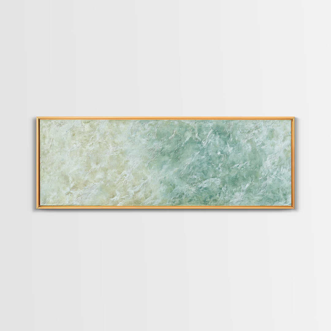 Sunlit Window Plant Shadow on Plaster Framed Canvas Print, Bathroom Art, Textured Painting, Bathroom Decor, Fine Art, Spa, BAT-3x1-10