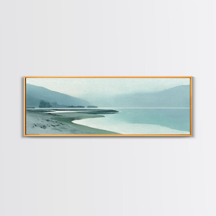 Misty Lake Scene Canvas Print, Bathroom Art, Dog Portrait, Bathroom Decor, Spa, Minimalist Wall Art, Bathroom Wallpaper, BAT-3x1-25