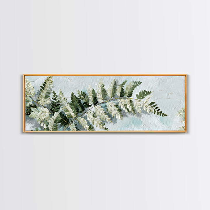 Green Fern Frond Closeup Canvas Print, Bathroom Art, Digital Wall Art, Bathroom Decor, Watercolor Art, Spa, Unique Wall Art, BAT-3x1-26