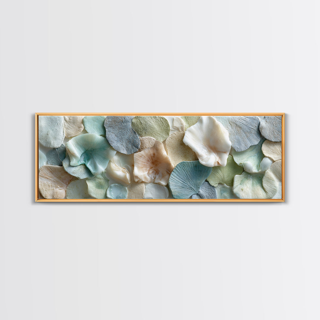 Coral and Shell Arrangement Canvas Print, Bathroom Art, Halloween Art, Bathroom Decor, Fine Art, Spa, Textured Painting, BAT-3x1-3